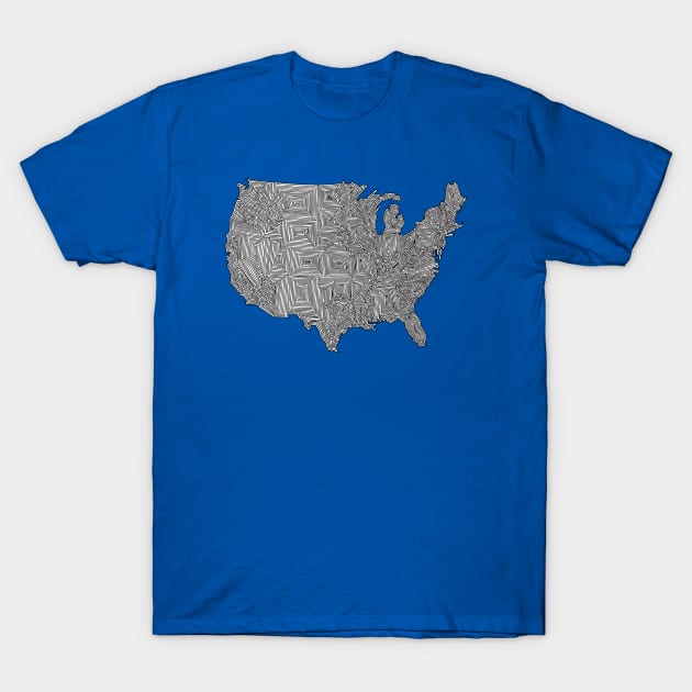 Line Map of the United States T-Shirt by calenbundalas